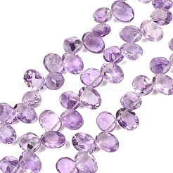 天然石アメジストビーズ連売り  フラットオーバル  多面カット  トップ掘削  8x6x4.5mm  穴：0.3mm  約45~46個/連  8.39''~8.54''（21.3~21.7センチメートル）&nbsp;G-Z152-A01-01