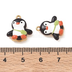 304ステンレススチールエナメルペンダント  ペンギンチャーム  イオンプレーティング（ip）  18KGP本金メッキ  ブラック  16.5x15x5.5mm  穴：1.2mm&nbsp;STAS-Q119-18G-02