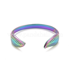 イオンプレーティング（IP）レインボーカラー 304 ステンレススチール リーフオープンカフリング 女性用  usサイズ9（18.9mm）&nbsp;RJEW-C025-25M