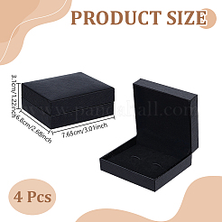 プラスチック製のカフスボタン梱包箱  長方形  ブラック  6.8x7.65x3.1cm&nbsp;CON-WH0100-52