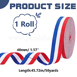 50 Yards Tricolor Polyester Striped Grosgrain Ribbon&nbsp;OCOR-WH0112-004A