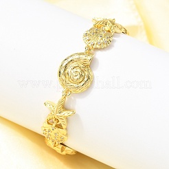 Summer Beach Brass Micro Pave Clear Cubic Zirconia Starfish & Shell Shape Link Chain Bracelets&nbsp;BJEW-C118-02A-G