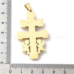 304ステンレスペンダント  宗教 イエス 十字架 チャーム  ゴールデン·ステンレス鋼色  49x29x6mm  穴：8x5mm&nbsp;STAS-G378-04GP
