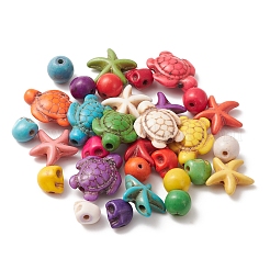 4 Strands 4 Styles Dyed Synthetic Turquoise Beads Strands&nbsp;G-FS0005-70