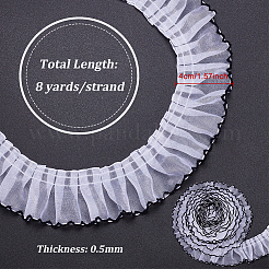 8ヤードのポリエステルプリーツレーストリム  衣服アクセサリー用のフリルレースリボン  ホワイト  1-5/8インチ（40mm）&nbsp;OCOR-WH0080-87A