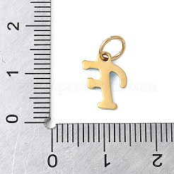 304ステンレススチールエナメルチャーム  丸カン付き  イオンプレーティング（ip）  ゴールドカラー  文字F  12x8.5x1mm  丸カン：6x0.8ミリ  4.5mm内径&nbsp;STAS-G353-01G-F