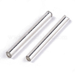電気メッキガラスラッパビーズ  丸い穴  メタリックカラー  銀メッキ  25x2.5mm  穴：1mm  約1800個/袋&nbsp;SEED-S043-02B-02