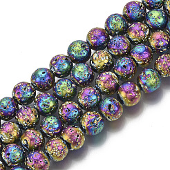 Electroplated Natural Lava Rock Beads Strands&nbsp;G-S352-30A-M