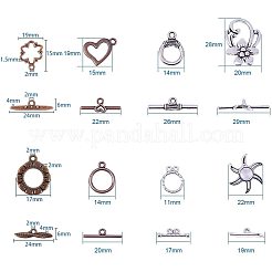 チベット風合金マンテル  ミックスカラー  トグル：15~28x6.5~22.5x1~2mm  穴：1.5~3.5mm  バー：18~30x2.5~9mm  穴：1.2mm  箱：17x7x3センチメートル  80セット/ボックス。&nbsp;TIBE-PH0004-03