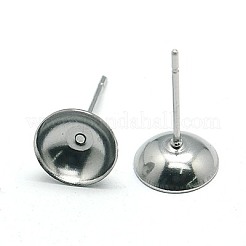 変色しにくい304ステンレススチールスタッドピアス金具  ステンレス鋼色  8x2.5mm  ピン：0.7mm&nbsp;STAS-E024-11