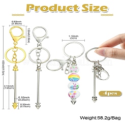 4 個 2 色合金バービーズキーホルダージュエリーメイキング diy 工芸品  合金カニカンと鉄リング付き  弾丸  プラチナ·ゴールデン  11.5cm  2個/カラー&nbsp;KEYC-CJ0001-08