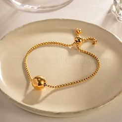 304 Stainless Steel Round Ball Charm Box Chain Slider Bracekets for Women&nbsp;MP4435-4