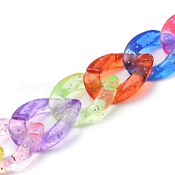 Transparent Glitter Powder Acrylic Curb Chain for DIY Keychains&nbsp;HJEW-JM00400-07