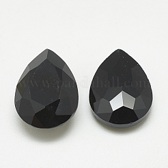 ポイントガラスラインストーンカボション  多面カット  ティアドロップ  ジェット  10x7x4mm&nbsp;RGLA-T081-7x10mm-02