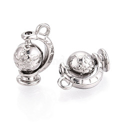 304ステンレスペンダント  地球儀  ステンレス鋼色  18x12x8.5mm  穴：1.8mm&nbsp;X-STAS-N114-45P