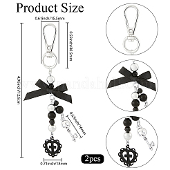 2Pcs Butterfly with Skull & Heart Alloy  Pendant Decorations&nbsp;HJEW-BBC0001-23
