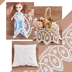 15ヤードのコットン刺繍フラワーレースリボン  服飾材料  ホワイト  6-3/8インチ（161mm）  約15.00ヤード（13.72m）/ pc&nbsp;OCOR-WH0086-91C