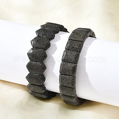 Rhombus Frosted Natural Lava Rock Bead Stretch Bracelets for Women Men&nbsp;BJEW-C097-03A