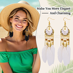 2Pairs 2 Colors Feather Chandelier Earrings&nbsp;EJEW-TA0001-81F