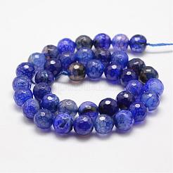 Faceted Natural Dragon Veins Agate Beads Strands&nbsp;G-F447-10mm-E01