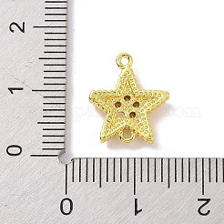 本物の 18k ゴールド メッキ 真鍮 マイクロ パヴェ キュービック ジルコニア コネクタ チャーム  カドミウムフリー＆ニッケルフリー＆鉛フリー  スターリンク  透明  14x12.5x3mm  穴：1mm&nbsp;KK-L209-047G-01