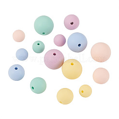 150 個 15 スタイルのシリコーンビーズ  ラウンド  ミックスカラー  9~15mm  穴：1.4~2mm  10個/スタイル&nbsp;SIL-TA0001-25