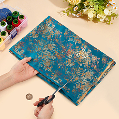 衣類や家の装飾用の中国風の花柄ポリエステル生地  プルシアンブルー  1000x1480x0.8mm&nbsp;DIY-WH0622-735B