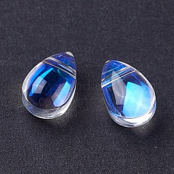 電気メッキガラスビーズ  ABカラーメッキ  ティアドロップ  クリアAB  9x6x5.5mm  穴：0.8mm&nbsp;EGLA-L014-19