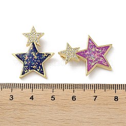 Brass Micro Pave Clear Cubic Zirconia Pendants&nbsp;KK-C045-25G
