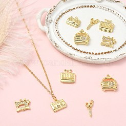 10Pcs 5 Styles Brass Micro Pave Clear Cubic Zirconia Pendants&nbsp;KK-CJ0004-26G