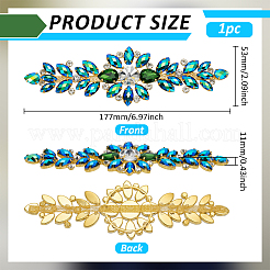 1個の花合金ラインストーン装飾アクセサリー  インディコライト  53x177x11mm&nbsp;DIY-FG0008-03B