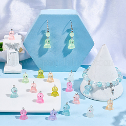 32Pcs 8 Colors Luminous Resin Pendants&nbsp;RESI-SC0006-50