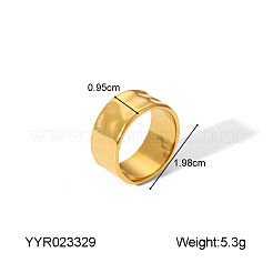 304ステンレススチールプレーンバンドリング  女性のための指輪  18KGP本金メッキ  9.5mm  usサイズ10（19.8mm）&nbsp;CO9046-3