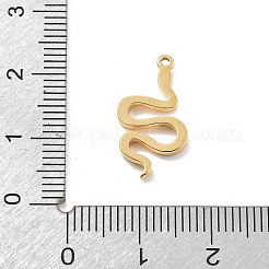 304ステンレスペンダント  PVD真空メッキ  スネークチャーム  18KGP本金メッキ  19.5x11x2mm  穴：1.1mm&nbsp;STAS-R155-002G