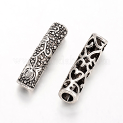 チューブチベットスタイル合金ビーズ  アンティークシルバー  24x6mm  穴：3.5mm&nbsp;TIBEB-O009-02AS