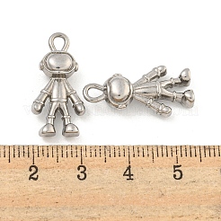 変色しない304ステンレススチールペンダント  ロボットチャーム  ステンレス鋼色  23.5x11.5x6mm  穴：2.5mm&nbsp;X-STAS-I307-541P