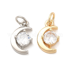 Rack Plating Brass Micro Pave Clear Cubic Zirconia Pendants&nbsp;KK-E081-11P