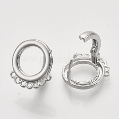 フープピアスパーツ  垂直ループ付き  リング  ニッケルフリー  プラチナメッキ  15.5x14x13.5mm  穴：1mm  ピン：1mm&nbsp;KK-T048-007P-NF