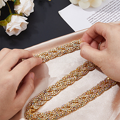 Zinc Alloy Rhinestone Cup Chains&nbsp;FIND-WH0167-02G