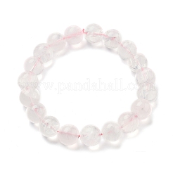 天然ローズクォーツラウンドビーズストレッチブレスレット（女性用）  内径：2-1/4インチ（5.8cm）&nbsp;BJEW-Q056-01B