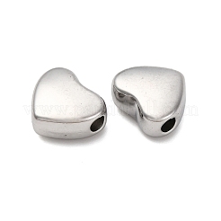 304ステンレススチールビーズ  ハート  変色防止  ステンレス鋼色  8.5x9.5x5mm  穴：2mm&nbsp;STAS-C128-04C-P