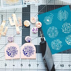 シルクスクリーン印刷ステンシル  木に塗るため  DIYデコレーションTシャツ生地  花柄  100x127mm&nbsp;DIY-WH0341-213