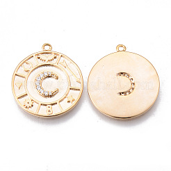 Brass Micro Pave Clear Cubic Zirconia Pendants&nbsp;KK-N232-169G-NF