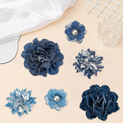 6個6スタイルの布装飾アクセサリー  花  ミックスカラー  50~95x8~15mm  1個/スタイル&nbsp;DIY-CY0003-19