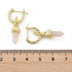 Natural Rose Quartz Hoop Earrings&nbsp;EJEW-P306-01G-07