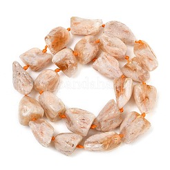 未加工の粗い加熱済み天然シトリンビーズ連売り  ナゲット  11~28x11~18x9~17mm  穴：1mm  約16~23個/連  16.14~17.32''（41~44センチメートル）&nbsp;G-A305-A01-01
