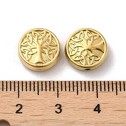 304ステンレススチールビーズ  命の木とフラットラウンド  18KGP本金メッキ  11x4mm  穴：1mm&nbsp;STAS-I203-02B-G