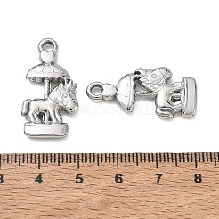 304ステンレスペンダント  ハートのチャームが付いたメリーゴーランド  ステンレス鋼色  29x15x3mm  穴：3mm&nbsp;SA-CBAAC28-36P
