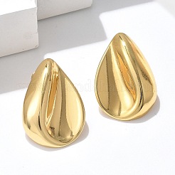 女性用304ステンレススチールスタッドピアス  イオンプレーティング（ip）  ティアドロップ  18KGP本金メッキ  25x17mm&nbsp;EJEW-U047-08G