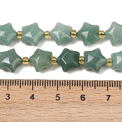 天然石グリーンアベンチュリンビーズ連売り  チャンキースター  シードビーズで  9~9.5x10x6mm  穴：0.8~0.9mm  約35個/連  14.72~15''（37.4~38.1センチメートル）&nbsp;G-Z080-A12-10mm